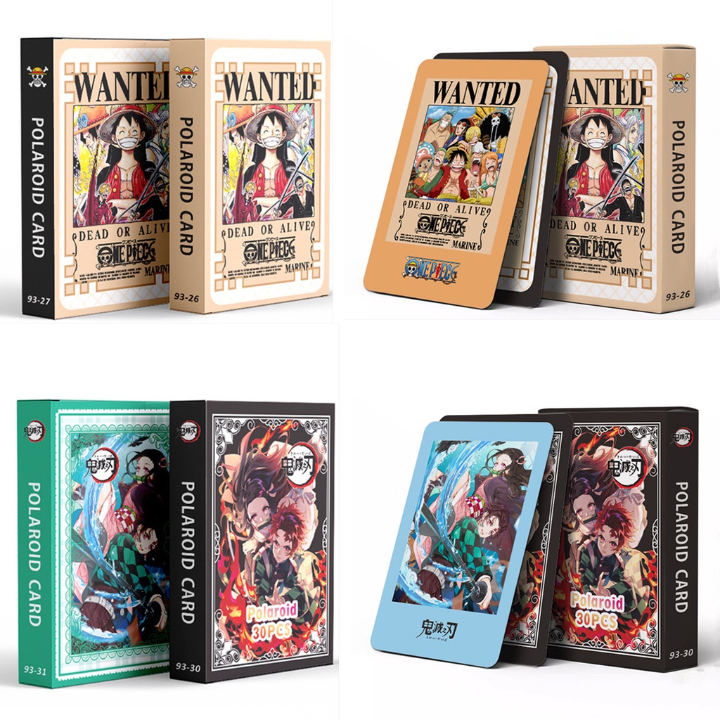 30pcs/box ONE PIECE SPY FAMILY DEMON SLAYER Polariod Photocards Jujutsu Kaisen Attack on Titan Lomo Kartu Jepang Anime Kartun Postcards