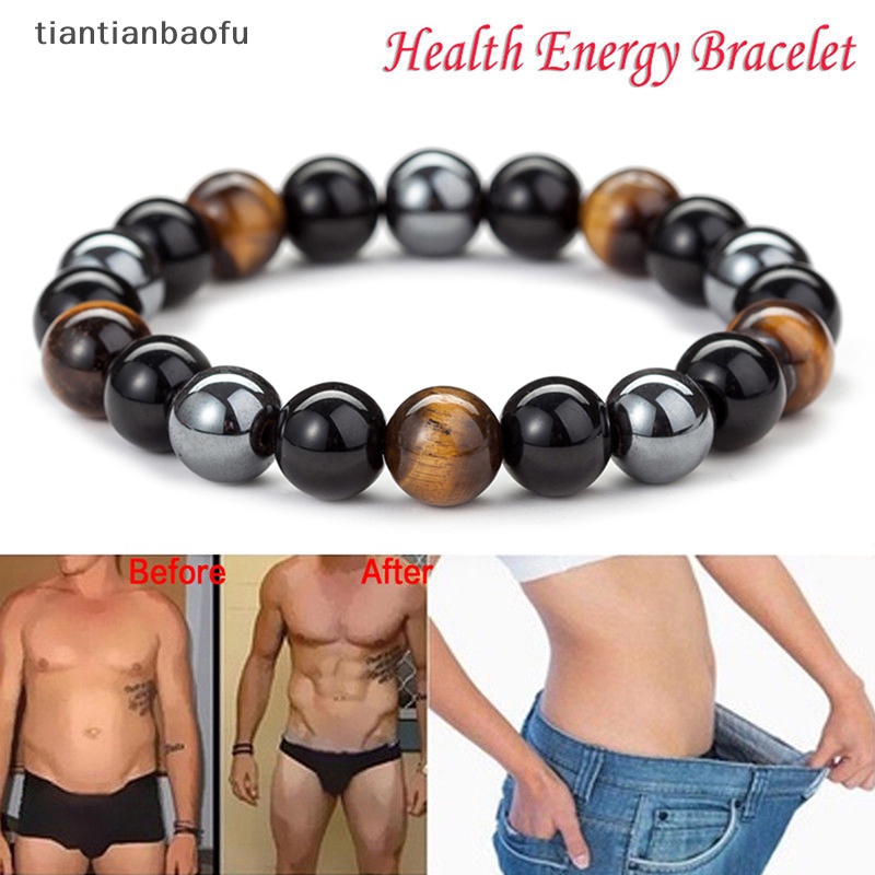 [tiantianbaofu] Gelang Manik Batu Hematite Magnetik Perawatan Kesehatan Magnet Pria Penurunan Berat Badan Perhiasan Butik