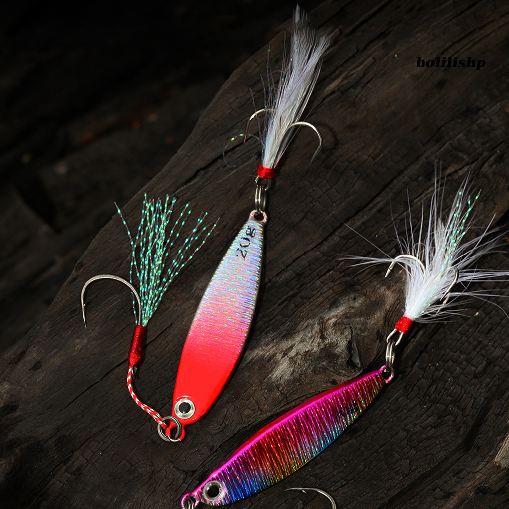 Bo-15g/20g Umpan Pancing Tajam Treble Hook Warna Terang 3D Mata Simulasi Desain Ikan Menarik Logam Penetrasi Kuat Jigging Lure Perlengkapan Memancing