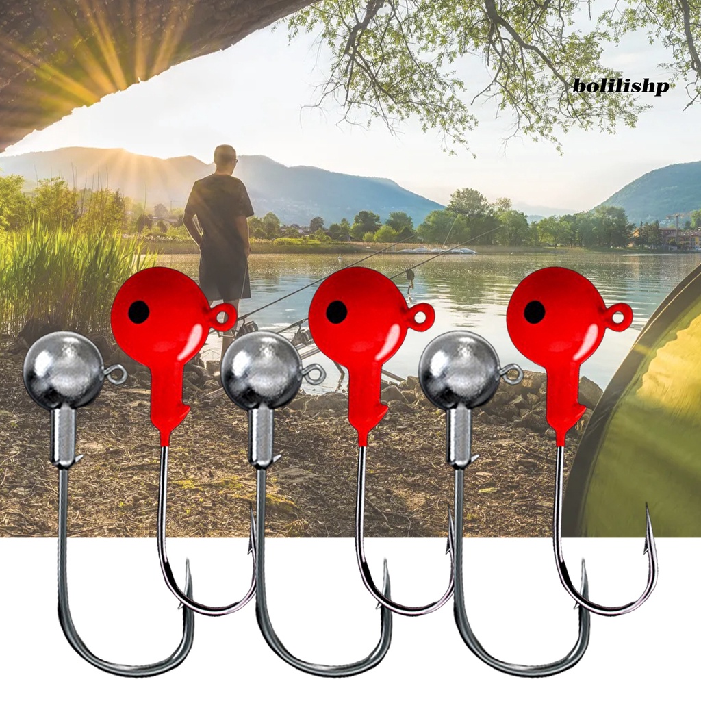 Bo-10pcs/set Jig Kepala Kait Darah Alur Tidak Dicat Tahan Karat Tajam Anti-Korosi Memperbaiki Ikan Penembus Kuat Cacing Lembut Barb Fishhook Kit Peralatan Memancing