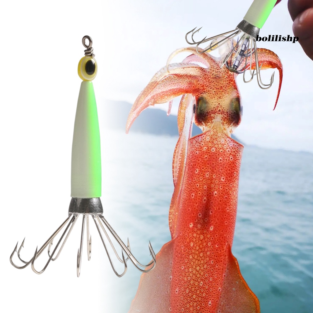 Bo-squid Jig Hook8Per10Jarum Dengan Mata Tajam Warna Cerah Penembus Kuat Atraksi Ikan Universal Glow in Dark Cuttlefish Sleeve Gurita Memancing Umpan Kait Perlengkapan Memancing