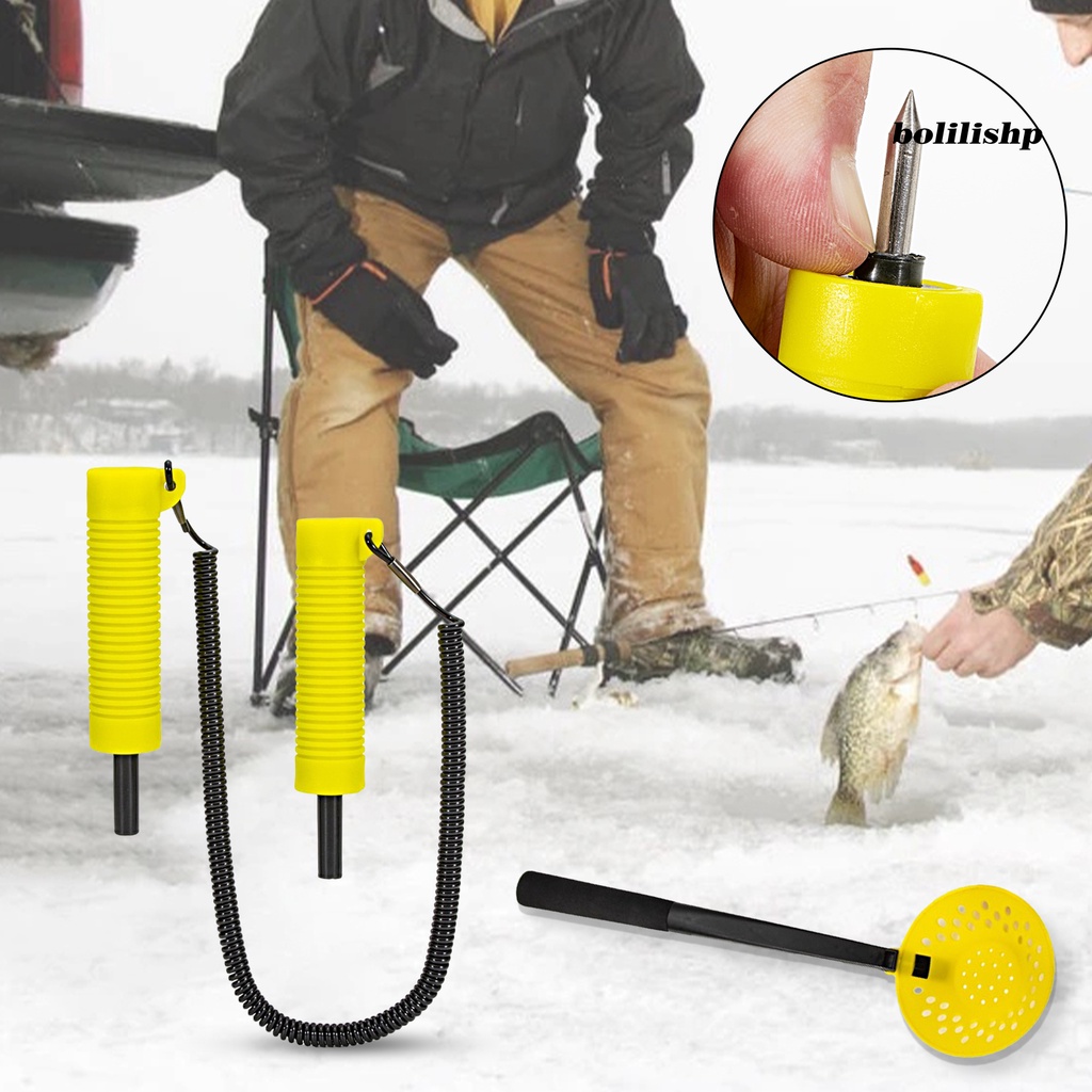 Bo-fishing Ice Pick Non-slip Pegangan Ulir Dapat Digunakan Kembali Profesional Stainless Steel Pemecah Es Universal Alat Musim Dingin Luar Ruangan Es Memancing Ditarik Ice Pick Perlengkapan Memancing