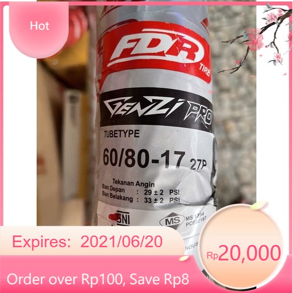 FDR Ban Luar Motor 60 80 17 Genzi Pro TubeType Ban Dalam Bebek Depan Atau Belakang Supra Karisma Sma