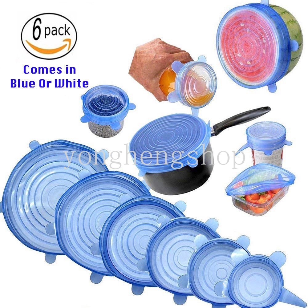 6 Pcs/set Elastis Silikon Penutup Makanan Peregangan Seal Cling Bungkus Wadah Mangkuk Tutup Tahan Lama Reusable Buah Makanan Fresh-keeping Covers Aksesoris Dapur
