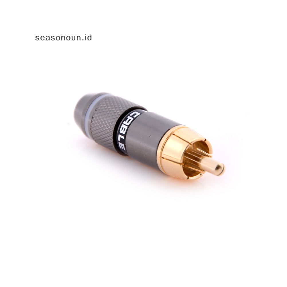 Seasonoun 4pcs RCA Hi-Fi Konektor Audio Plug Male Tembaga Lapis Emas.