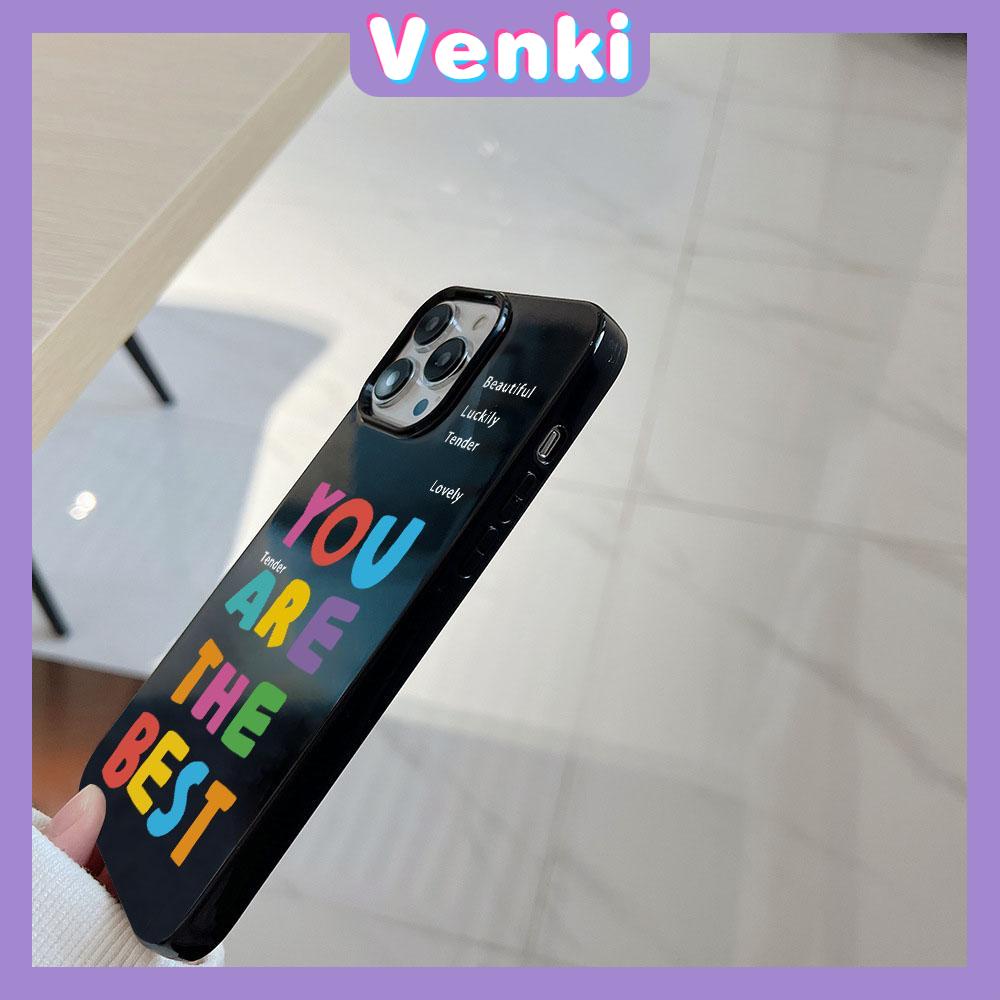 VENKI - For iPhone 11 iPhone Case Black Glossy TPU Soft Case Shockproof Protection Camera Interesting Colored English Compatible with iPhone 14 13 Pro max 12 Pro Max xr xs max 7 8