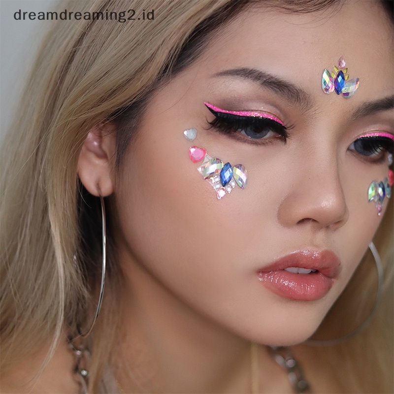 (drea) Face Jewels Sticker Make Up Perekat Tato Temporer Seni Tubuh Permata Berlian Imitasi//