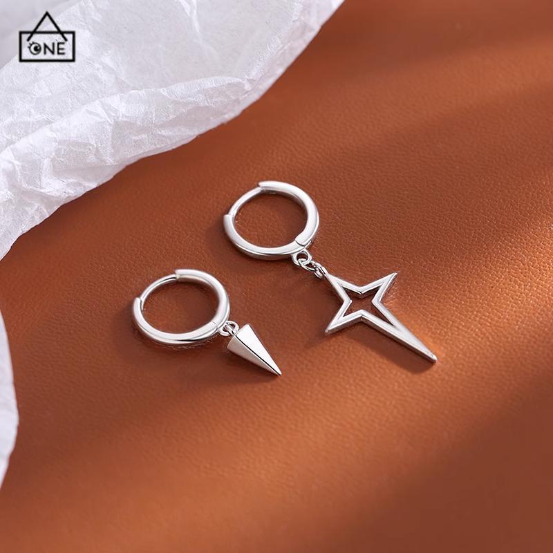 COD❤️Anting Salib Bintang Asimetris Anting Keren Geometri Kerucut Hip hop Telinga Stud-A.one