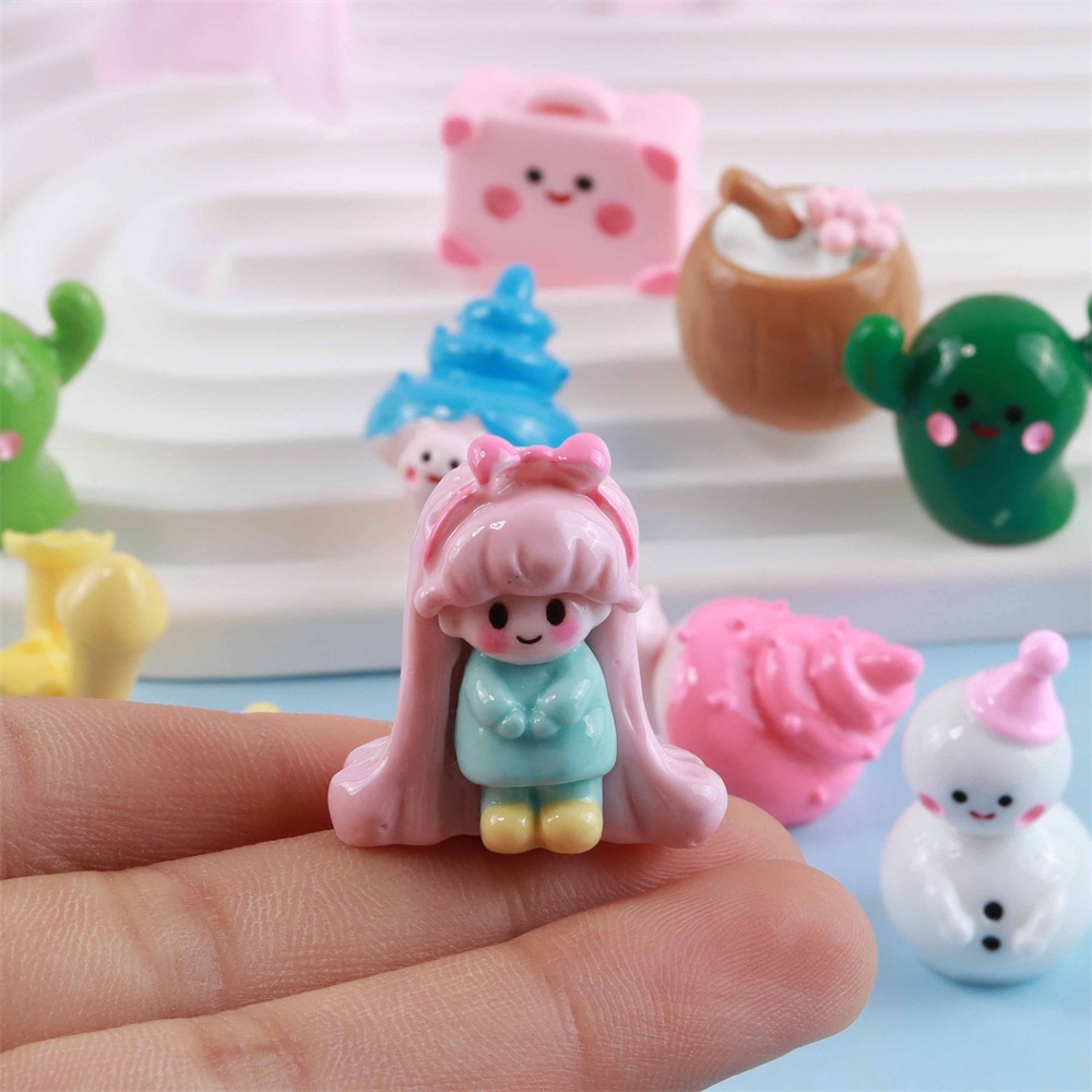 Accessories Diy Aksesori Perhiasan Resin Lucu Boneka Salju Mini Kaktus Siput Bahan Tiga Dimensi Properti Foto Ornamen Kotak Penyimpanan Dekorasi