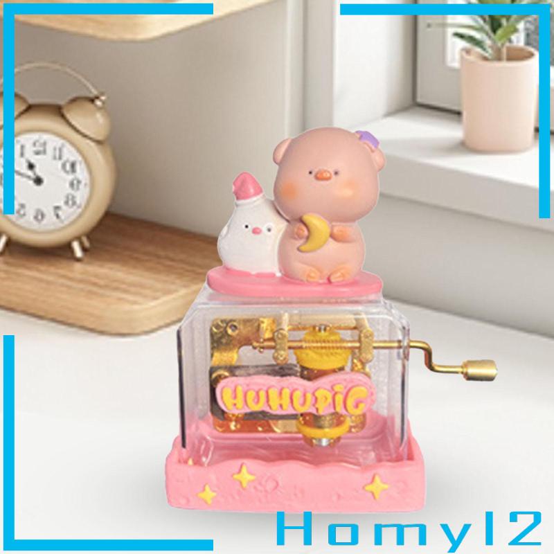 [HOMYL2] Kotak Musik Kartun Hewan Novelty Portable Engkol Tangan Musical Box Collectible