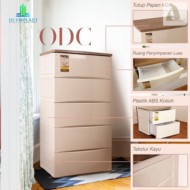 ASKMESTORE Lemari Pakaian Plastik Olymplast Drawer Cabinet Tempat Penyimpanan ODC 05 M Olymplast Ori