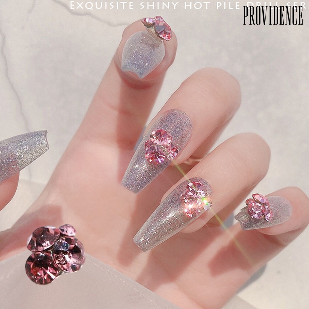 Providence 5Pcs Nail Art Pesona Mudah Tempel Bersinar Bentuk Tidak Teratur Desain Kuku Yang Dapat Dilepas 3D Ditumpuk Berlian Imitasi Musim Panas Dekorasi Kuku DIY Aksesoris Salon Kuku