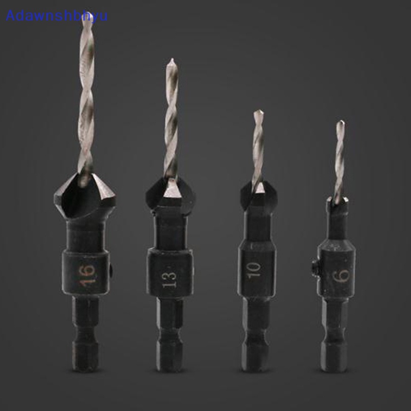 Adhyu 4PCS 3/3.5 /4 /4.5mm Hex Quick Change Shank Countersink Tapered Drill Bits ID