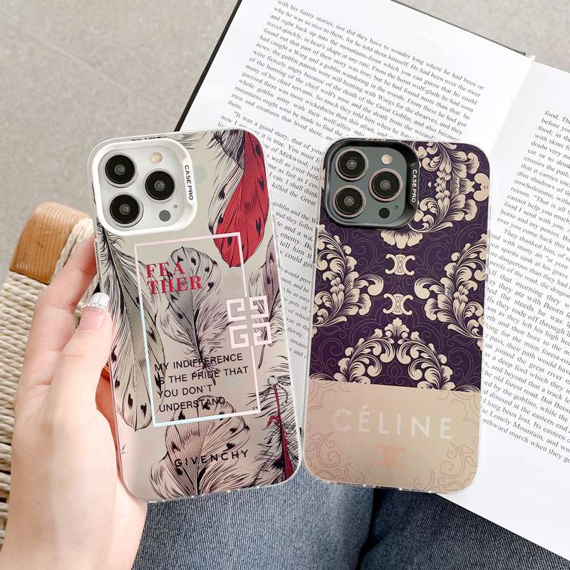 Fashion Logo Feather Pattern Soft Case HP iP iPhone 14 13 12 Pro Max 11 Matte Silver FTD Casing Apple