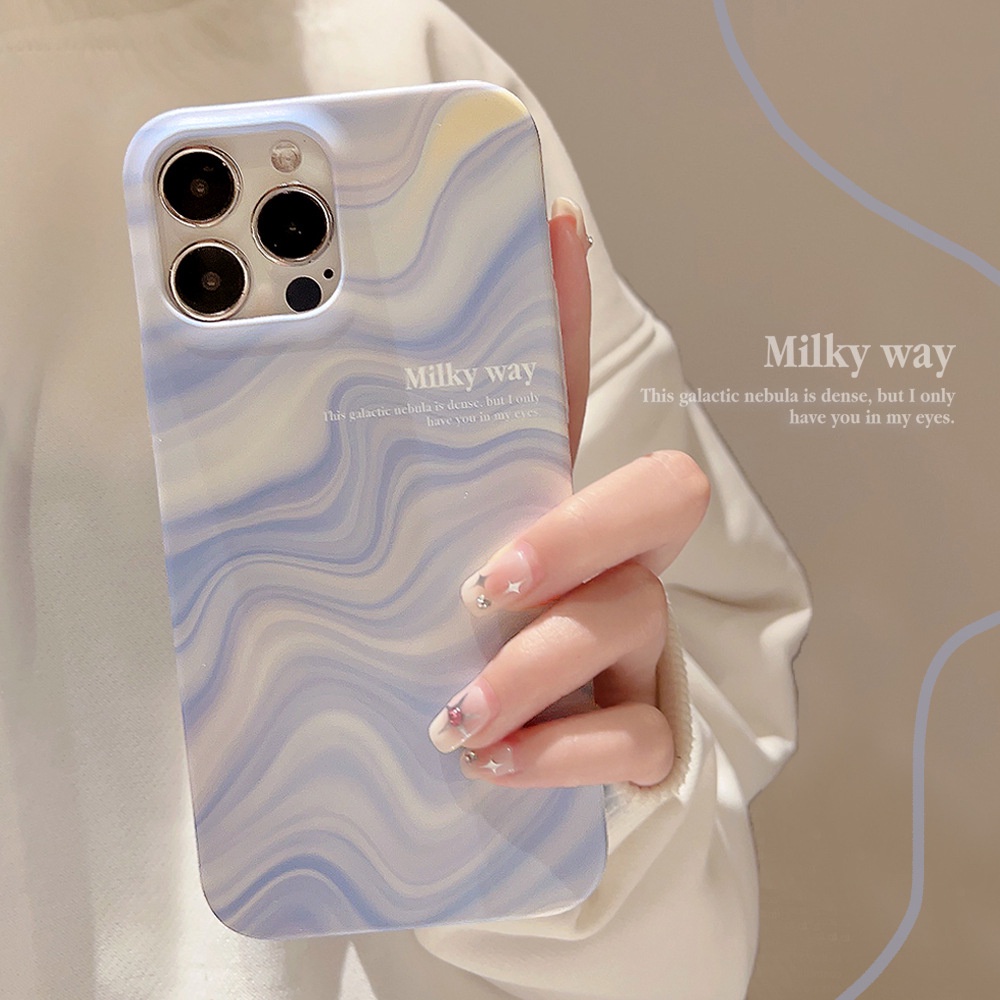 Ins Biru Dan Ungu Galaxy Hard Shell Film Fotografi Case Untuk Iphone SE 2020 7 /8 Plus 14x XR XM 11 12 13 PRO MAX Casing Cover Pelindung AT0274