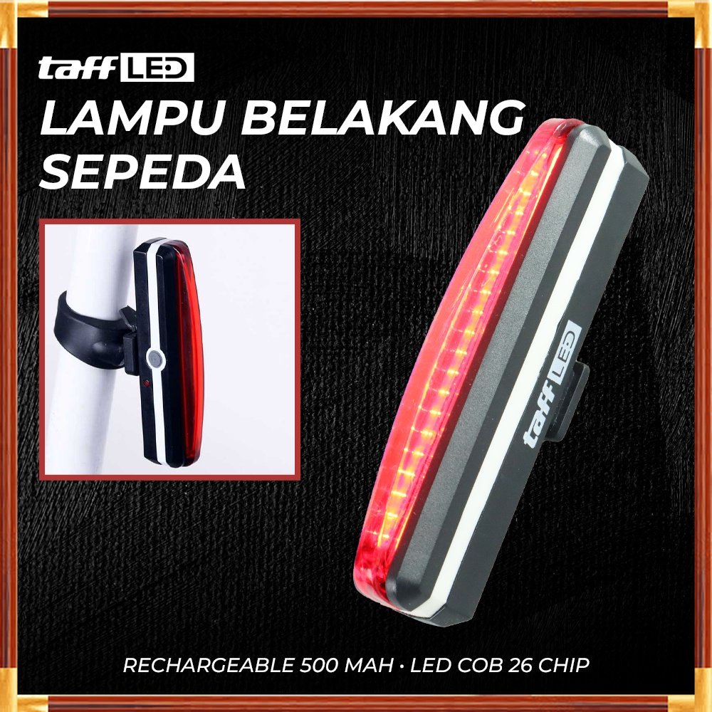 MURAH TaffLED Lampu Belakang Sepeda Rechargeable 500 mAh LED COB 26 Chip - RPL-2266 - Red MURAH