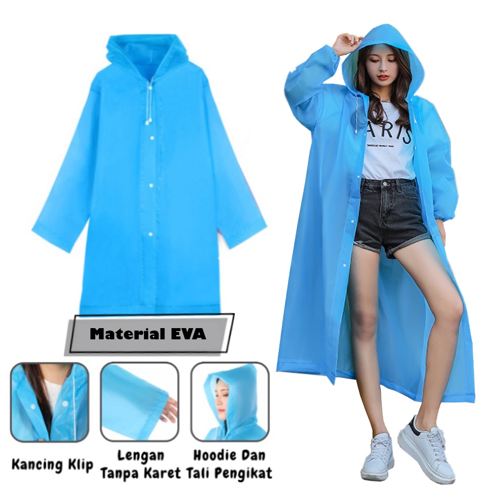 JAS HUJAN EVA TRANSPANT TEBAL DEWASA KOREA PONCHO PRIA WANITA UNIVERSAL / RAINCOAT R899