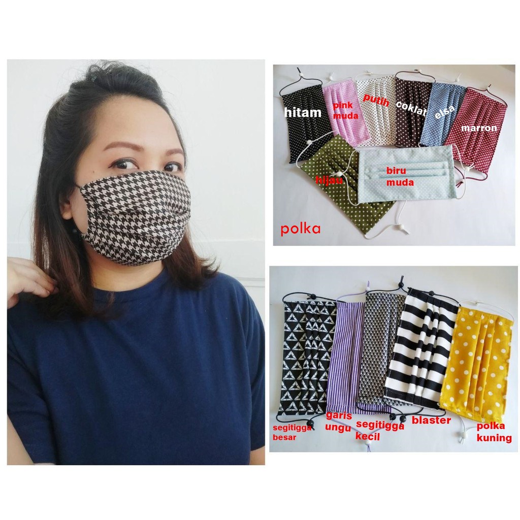 masker kain 2 lapis, tebal, rigan halus /CAMPUR