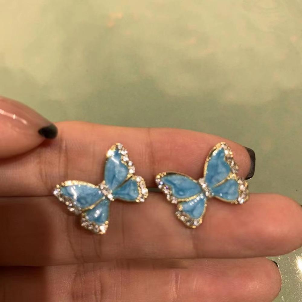 Mxbeauty Anting Kupu-Kupu Kepribadian Memorabilia Inlay Canggih Keren Untuk Wanita Anting Zircon