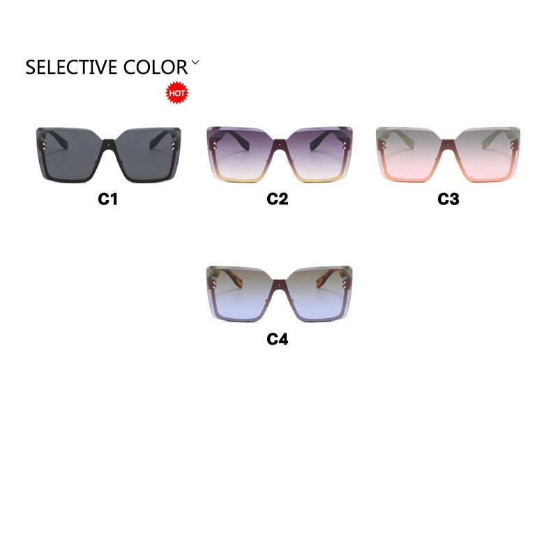 (YUZHU) Ins Style Oversized Half Frame Sunglasses New Fashion Gradient Shade Sunglasses Untuk Wanita