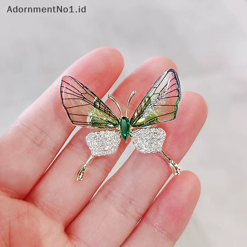 [AdornmentNo1] Kupu-kupu Bertema Fashion Enamel Kristal Berlian Imitasi Bros Pin Untuk Wanita Niche Perhiasan Pakaian Gaun Syal Dekorasi [ID]