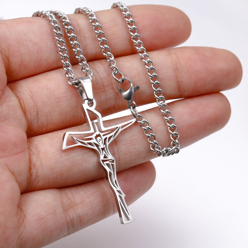 Z H Perhiasan Lapis Emas 18K 24K Gold S925 Perak Vintage Punk Exorcism Cross Pendant Pria Dan Wanita Fashion Anti Karat Kalung Hip Hop Baja Titanium Aksesoris Pesta