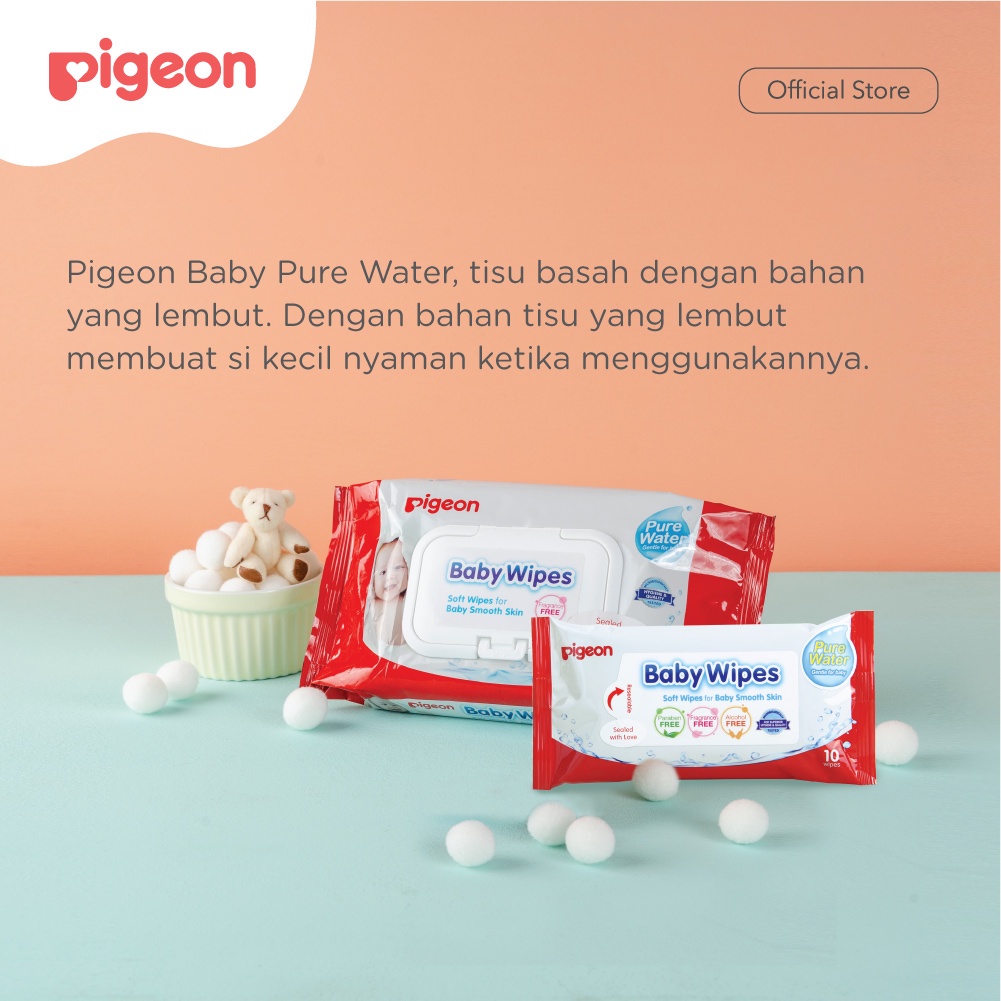 PIGEON Baby Wipes Pure Water - 82 Sheets  | Tisu Basah Bayi Alkohol Free