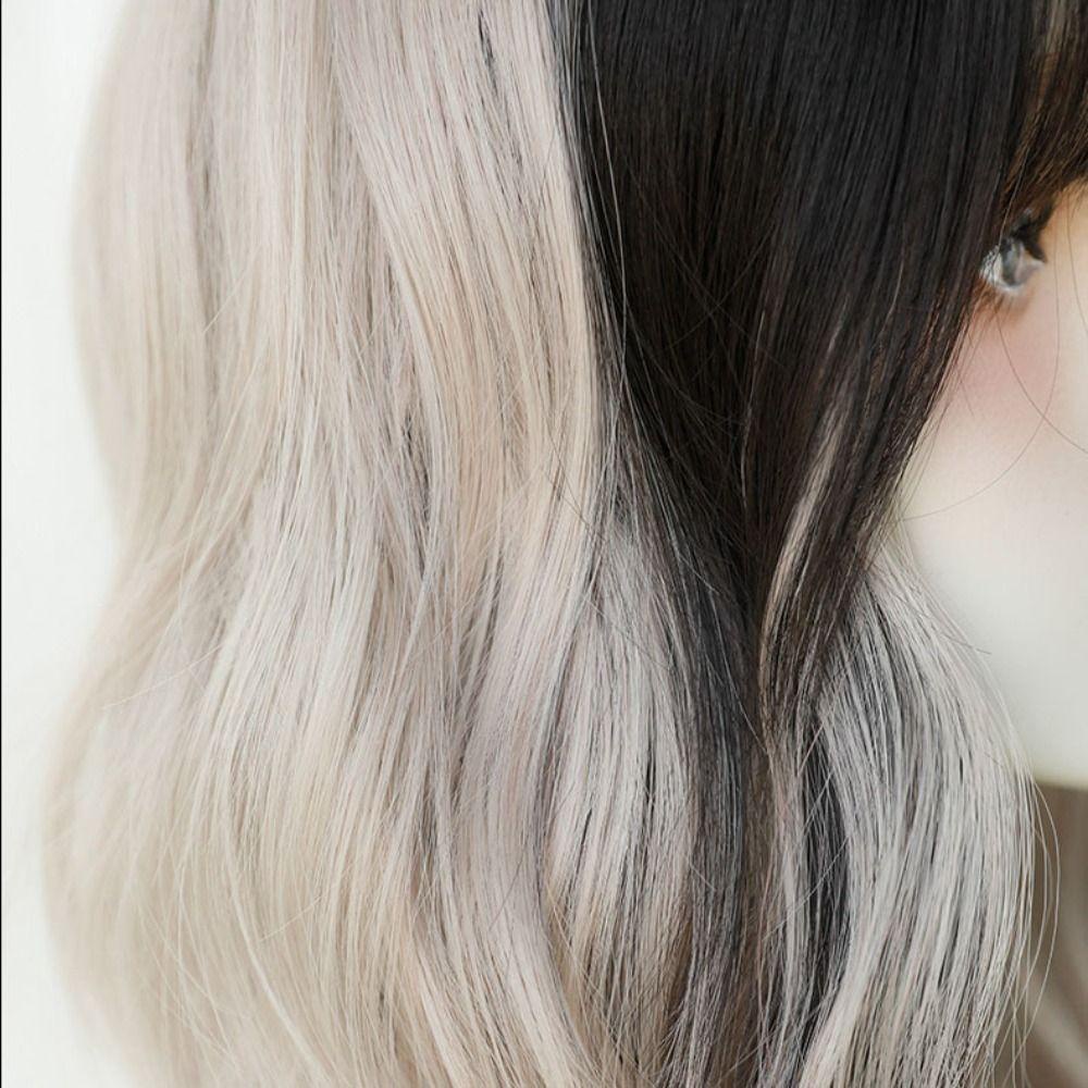 Lily Wig Wanita Masquerade Fashion Poni Parsial Suhu Tinggi Garis Penuh Wig Rambut Keriting Pendek