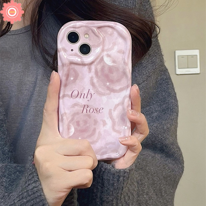 Casing Ponsel Bunga Mawar Segar Kompatibel Untuk IPhone 7Plus 8Plus 11 12 14 13 Pro Max X XR 7 6 6s 8 Plus XS Max SE 2020 3D Wavy Curved Edge Glossy Soft Tpu Cover