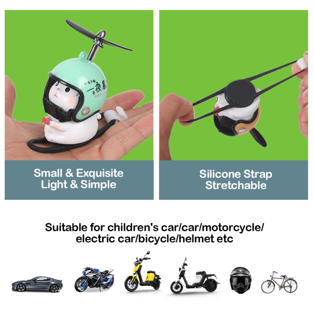 Timekey Kucing Resin Kecil Yang Lucu Dengan Helm Baling-Baling Sekrup Udara Ornamen Sepeda Bersepeda Aksesoris Angin Putus Angin Mainan Mobil Decor D8M2
