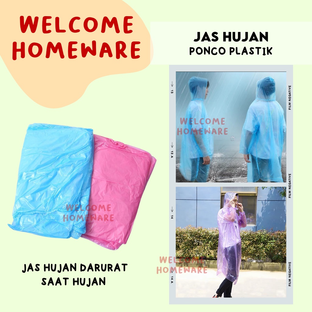 Jas Hujan Raincoat Anti Hujan Motor Ponco Plastik Darurat Transparan