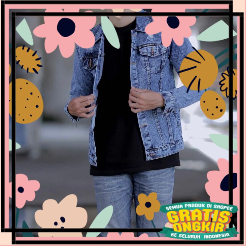 Jaket jeans wash bahan premium original sobek jaket denim wash jaket wash jaket jeans cowok sobek ja