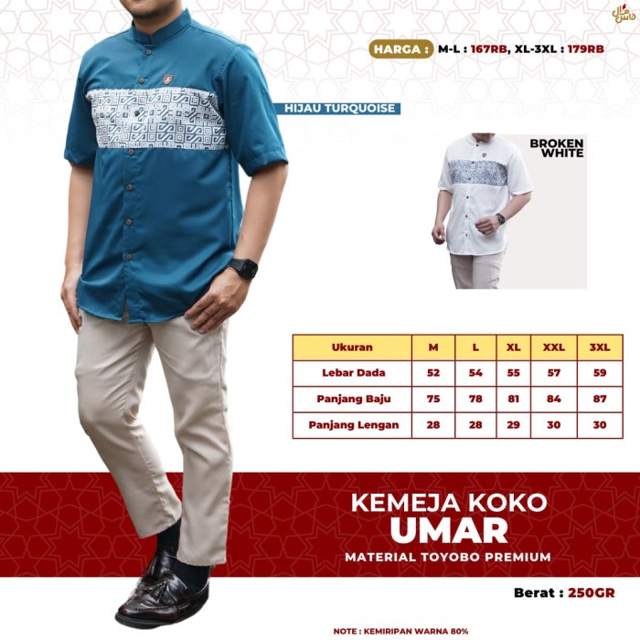 Baju Kemeja Koko Pria Umar Series Bahan Katun Toyobo Premium