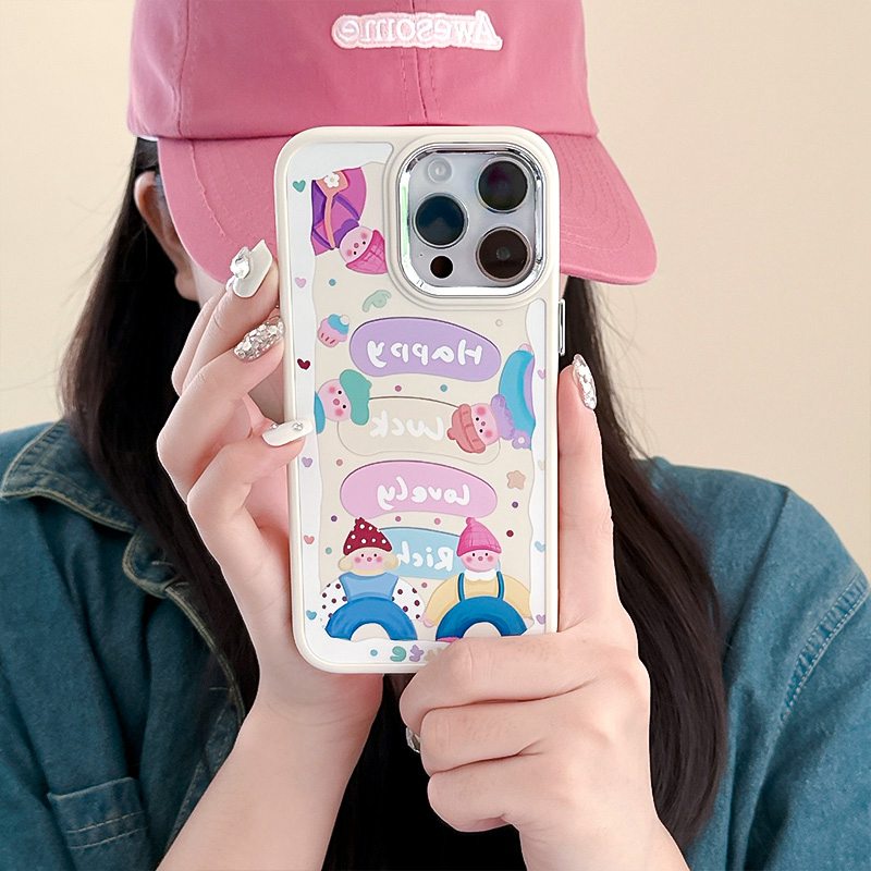 Children Wearing Hat Soft Silicon Case HP iP iPhone 12 13 14 Pro Max 11 Girl Woman FTD Casing Apple