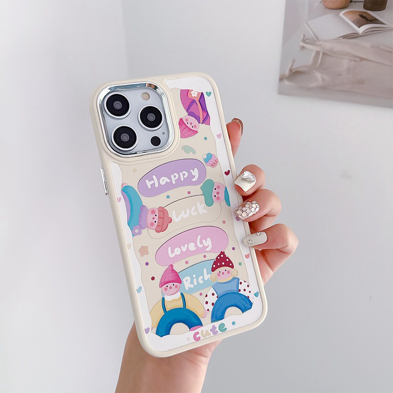 Children Wearing Hat Soft Silicon Case HP iP iPhone 12 13 14 Pro Max 11 Girl Woman FTD Casing Apple