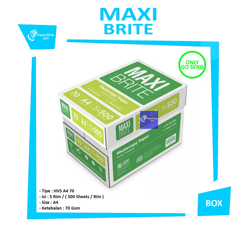 

Maxi Brite Kertas Hvs Putih A4 70 Gram Paper Print - Box