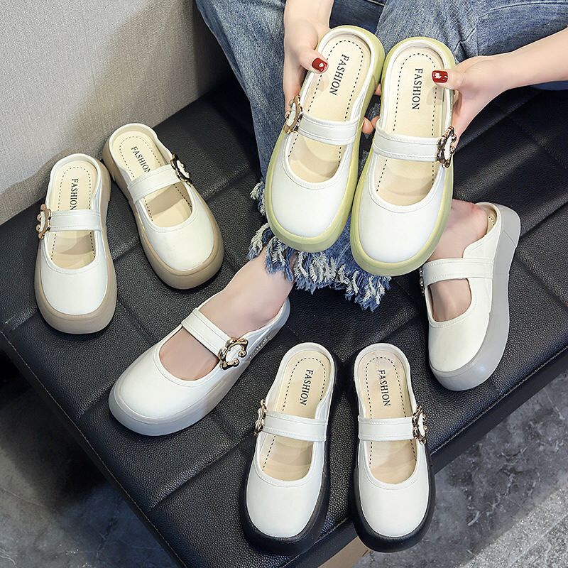 TOPGROSIR TG1725 Sandal Wanita Import Flat Shoes Fashion Sepatu Slip On Kerja Motif Clog Bunga Kekinian