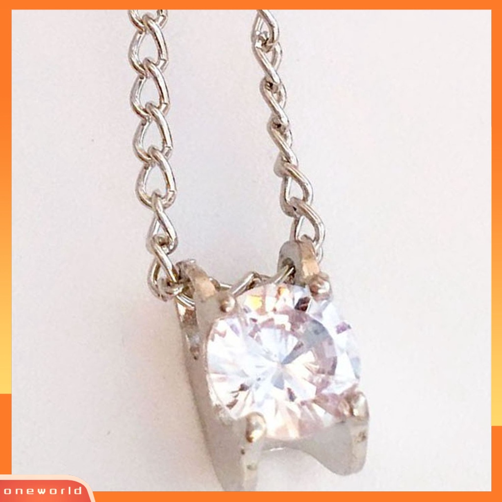 [ONE] Mewah Menawan Wanita Kalung Paduan Shiny Cubic Zirconia Pendant Necklace Perhiasan Aksesoris