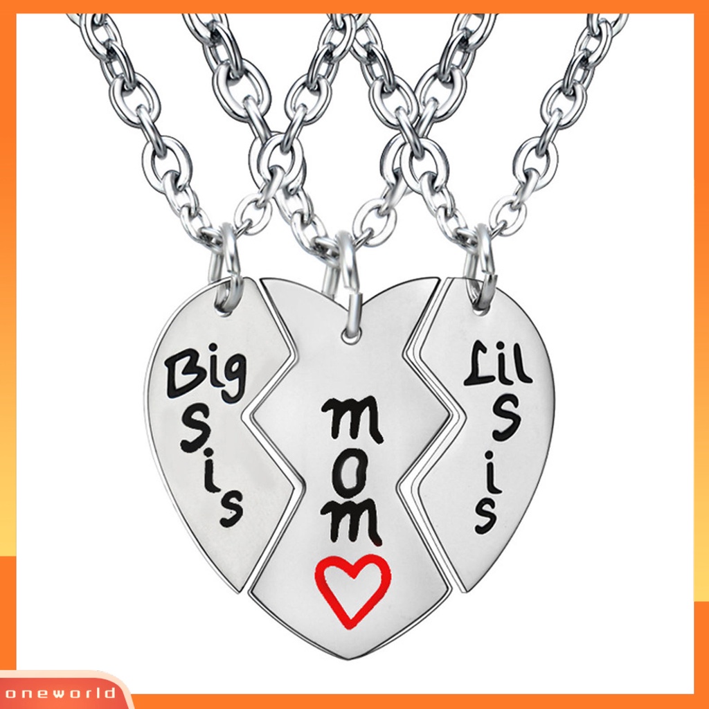[ONE] 3pcs/set Kalung Set Rantai Bentuk Hati Bahan Stainless Steel Motif Huruf Kalung Senada Untuk Hadiah