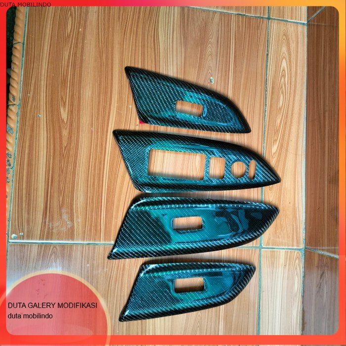 cover power window Honda jazz gk5 4pcs  carbon kevlar  -Duta Modifikasi