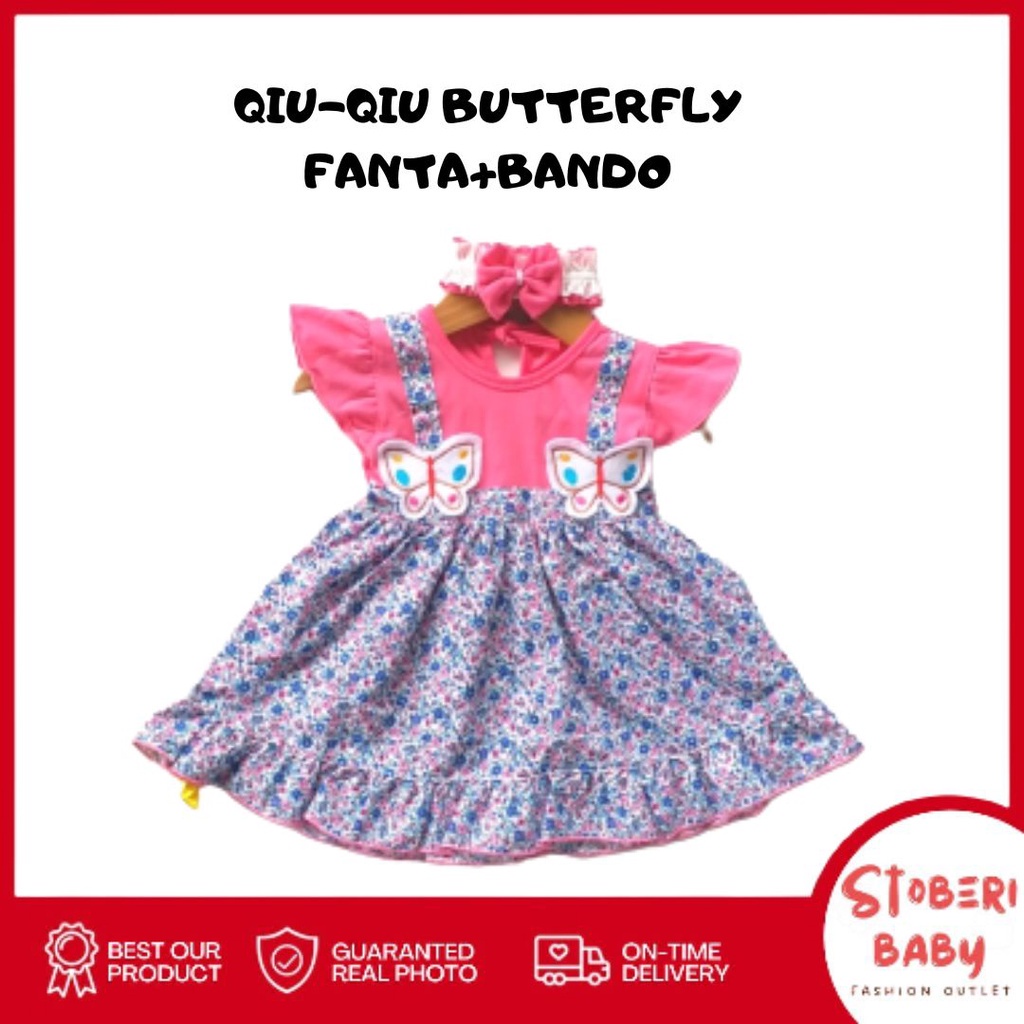 stoberi baby - QIU2 BUTTERFLY Baju Bayi Model Dress MURAH Baby Girl (0-6 bulan) Dress Anak Perempuan