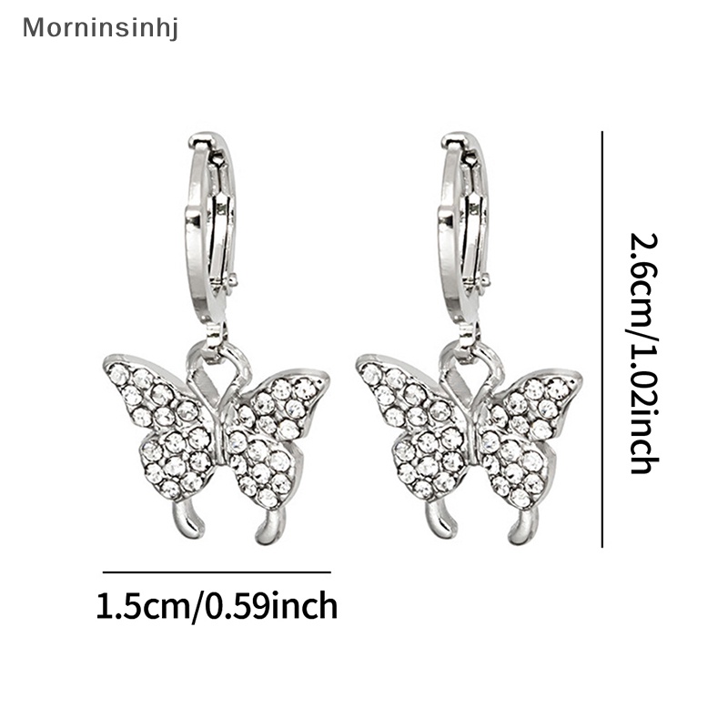 Mornin Fashion Wanita Kristal Hoop Butterfly Earrings Drop Menjuntai Anting Wanita Pesta Pernikahan Perhiasan Hadiah id