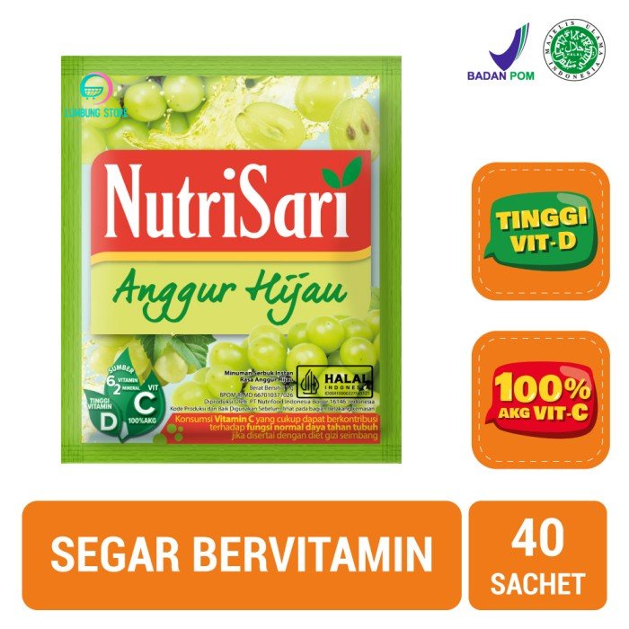 

NutriSari Anggur Hijau (40 Sch) - Minuman Buah Vitamin C Vitamin D