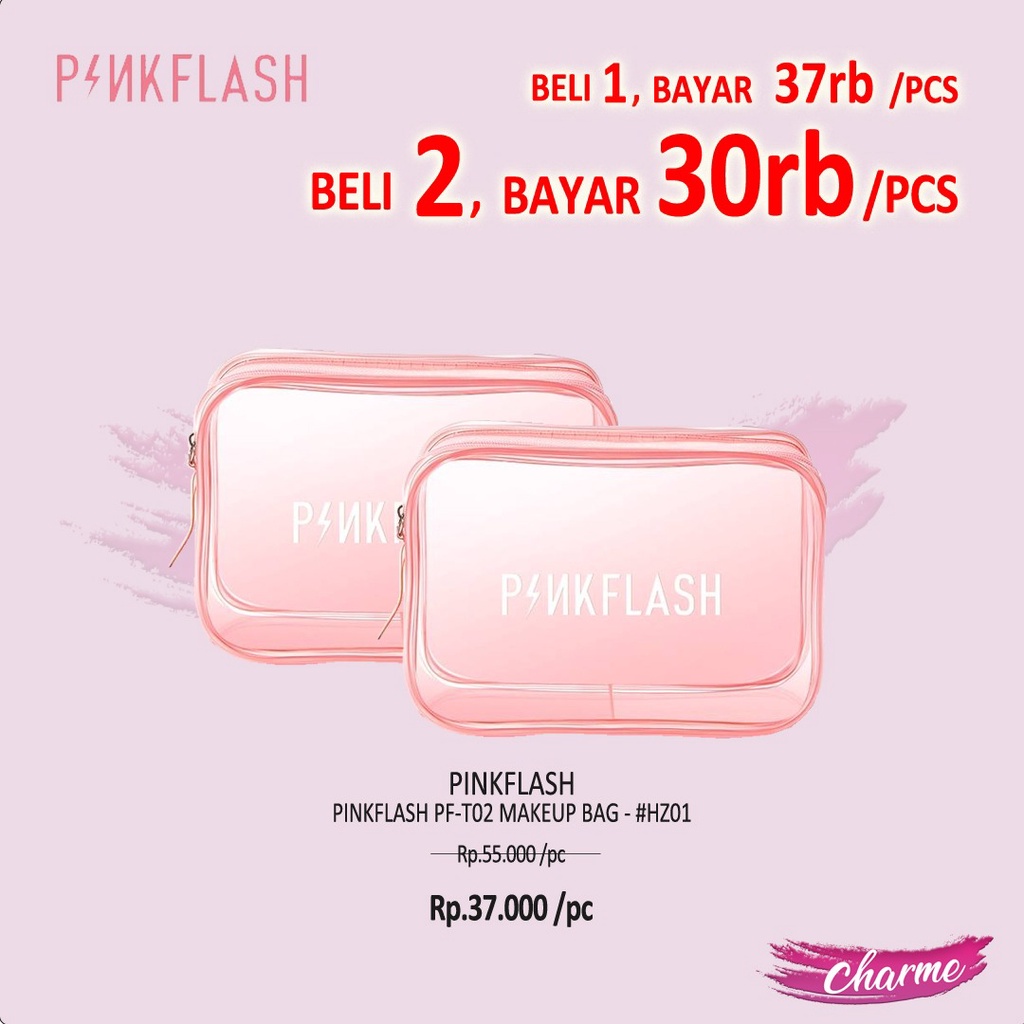 (READY &amp; ORI) PINKFLASH PINK FLASH Pink Makeup Bag Tas Kosmetik Serbaguna PF T02