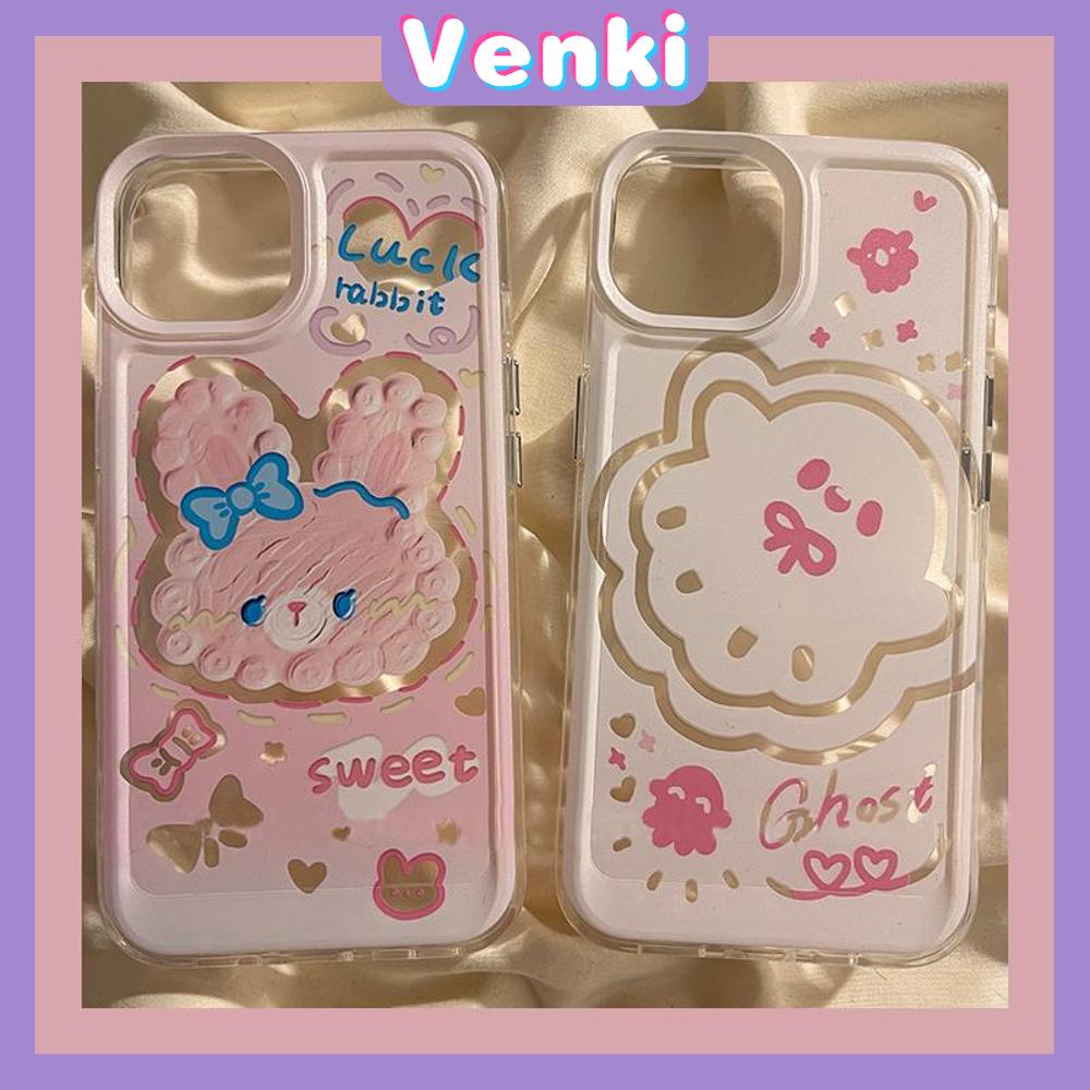 VENKI - Untuk iPhone 11 iPhone Case Bening Lubang Besar Ruang Case TPU Soft Case Tahan Guncangan Perlindungan Kamera Cute Ghost Bunny kompatibel dengan iPhone 14 13 Pro max 12 Pro Max xr xs 7 8