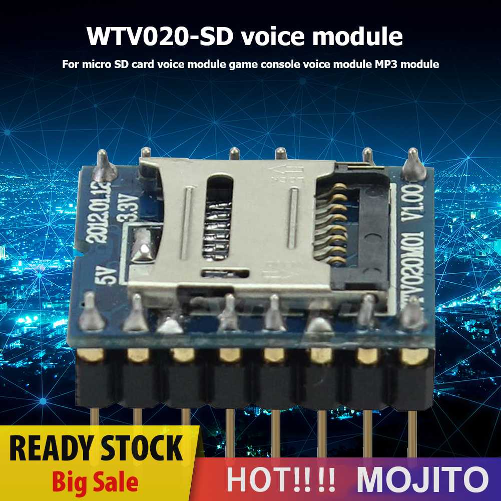 Wtv020-sd Modul Suara Support 32M-1GB Memory Card Mini SD Card Modul Suara MP3