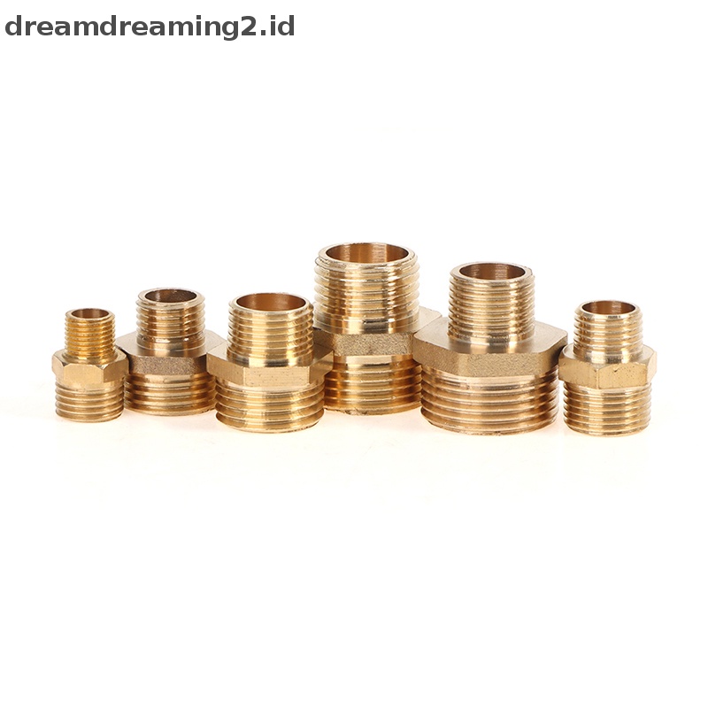 (drea) Pipa Kuningan Hex Nipple Adapter BSP Male to Male Drat Air Minyak Gas Connecto //