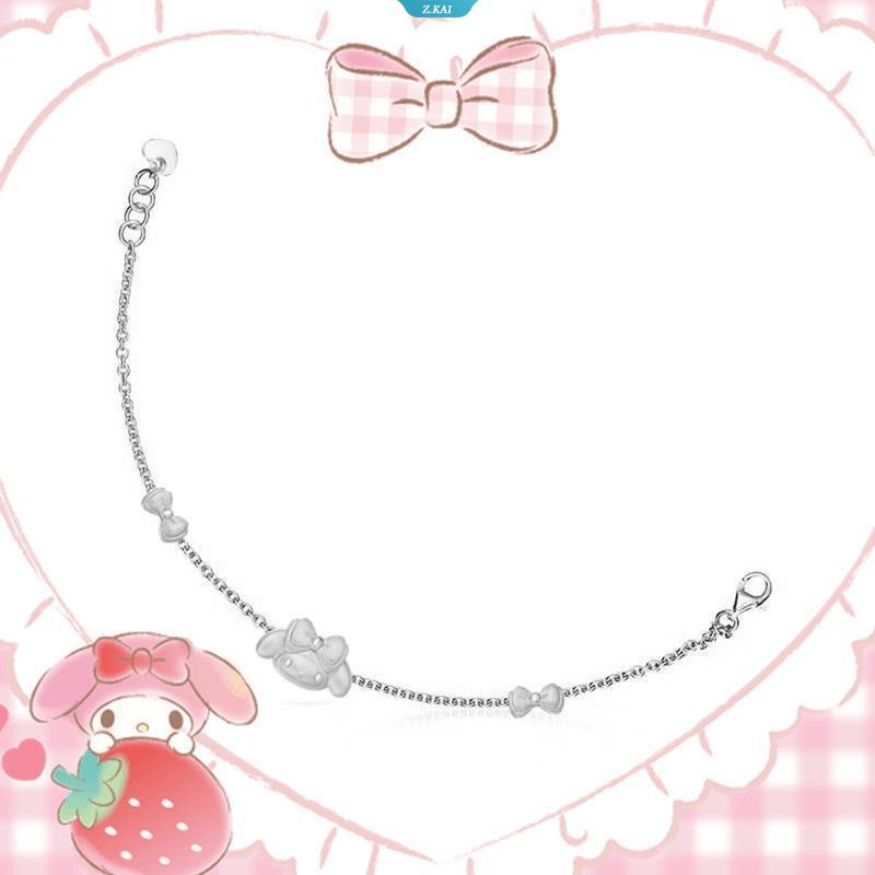 Sanrio Perhiasan Melody Lucu S925 Sterling Silver Lapis Emas Busur Permen Gelang Untuk Pacar Pacar Hadiah Ulang Tahun Ringan Sehari-Hari Aksesoris [ZK]