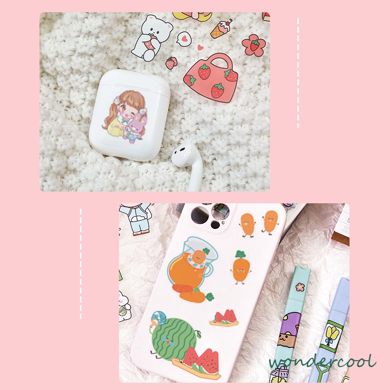 6pc Stiker Cute Cartun Lucu Food Pet Diy Diary Jurnal Palnner Deco Hias-Won