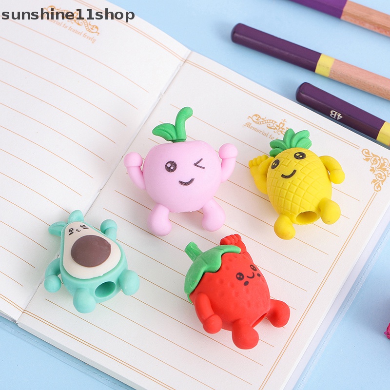 Sho Random Lucu Kreatif Penghapus Boneka Buah Dengan Lubang Mini Eraser Kawaii Stationery Sekolah Kantor Perlengkapan Koreksi Anak Karet N